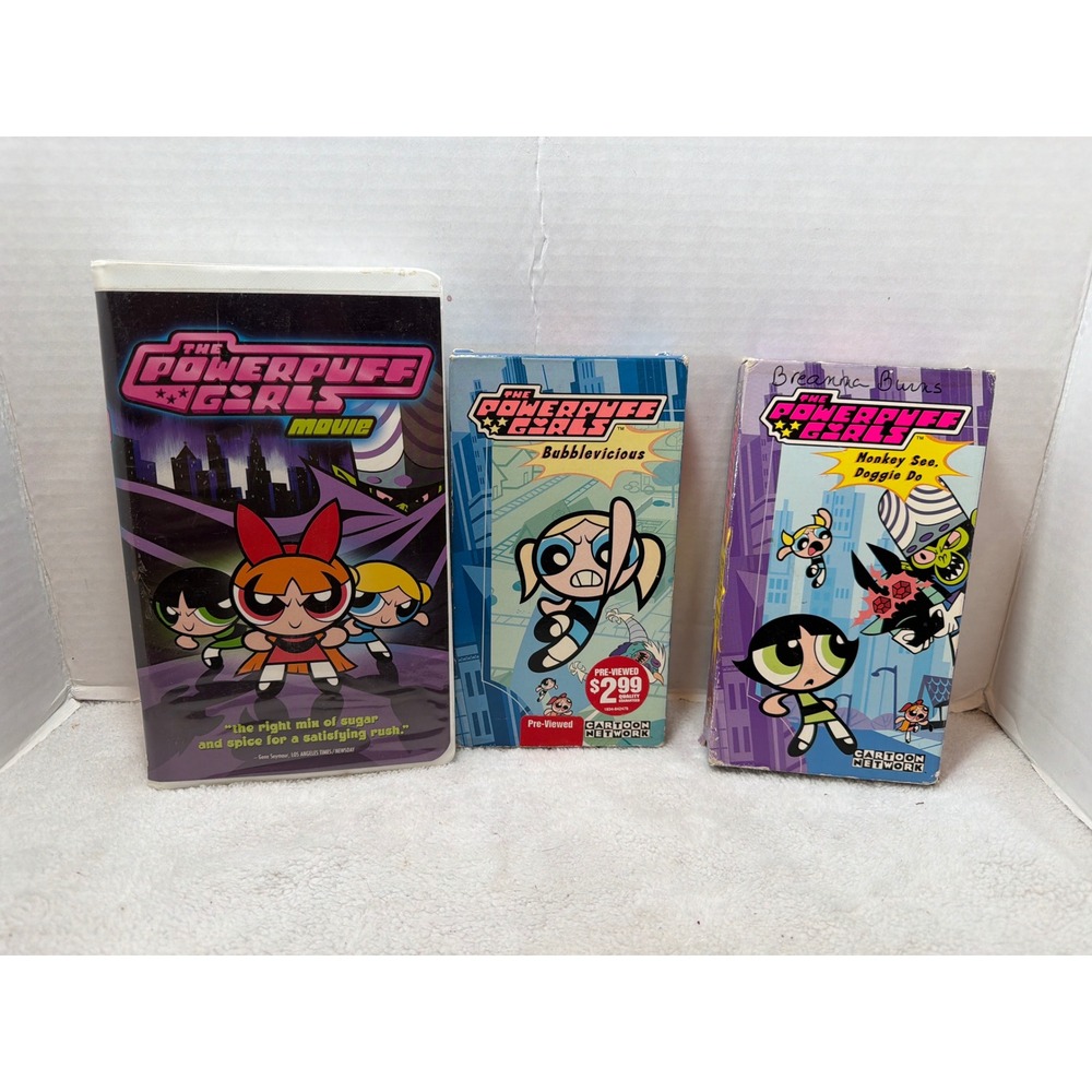 Cartoon Network Powerpuff Girls VHS Lot of 3 Movie Bubblevicious Monkey See